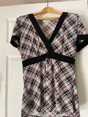 Ricki's Red, Black and Cream Plaid Top